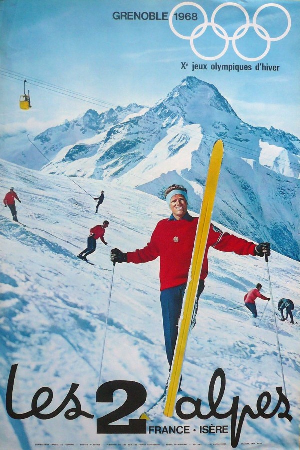 Olimpiade-ski Klasik Vintage Poster Print